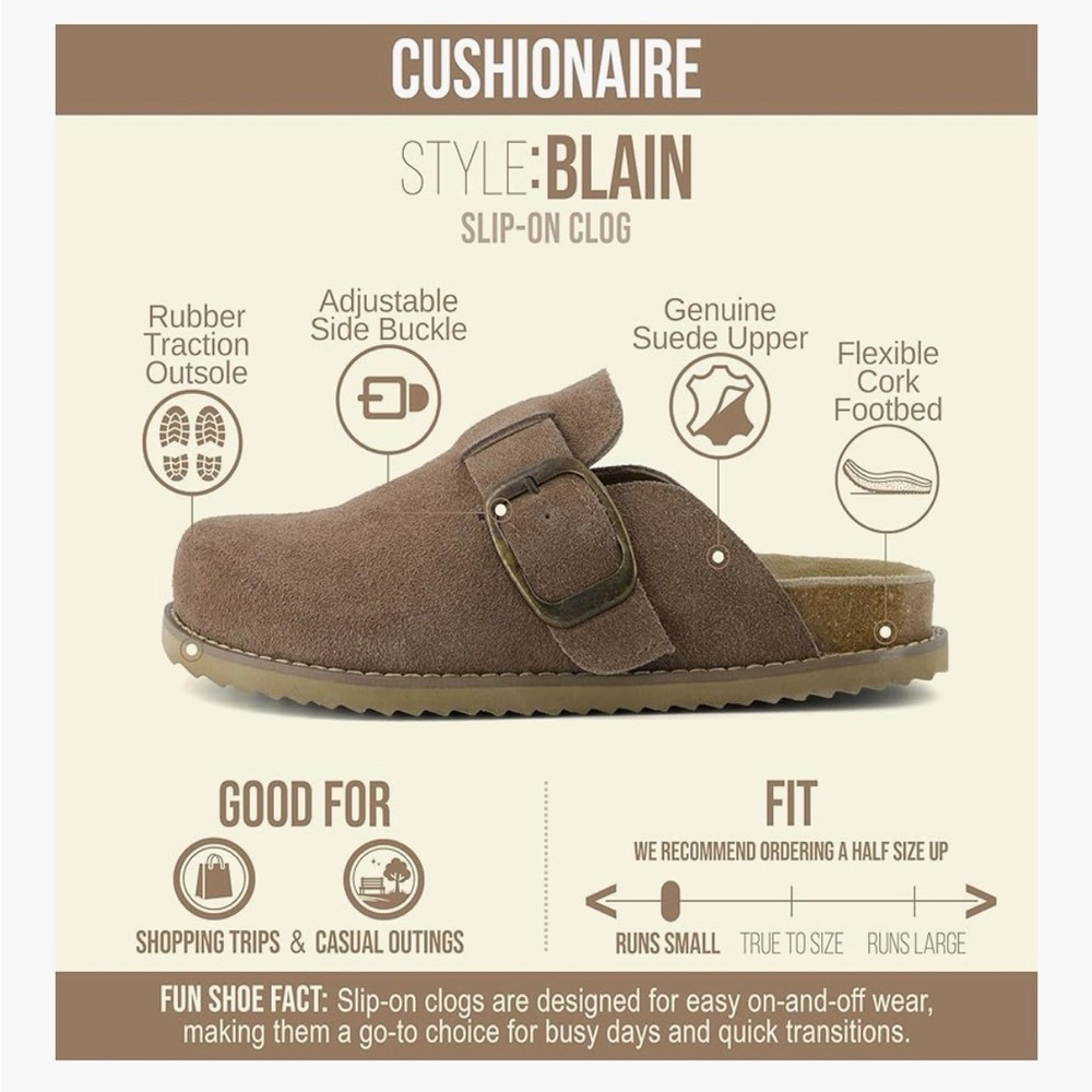 Cushionare Mules Slip On Taupe - Picture 2 of 6